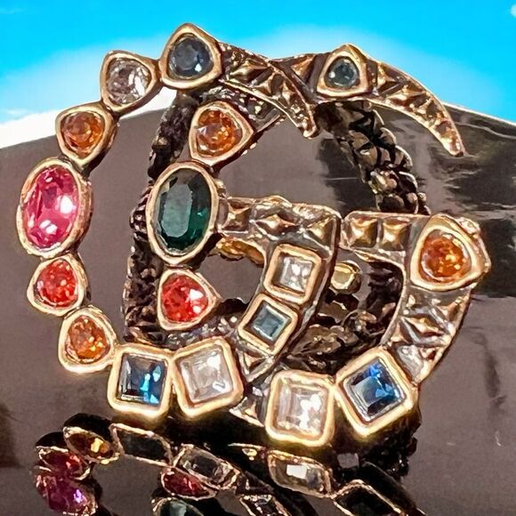 GUCCI 
Marmont Crystal Double G Ring Multicolor - Picture 1 of 5